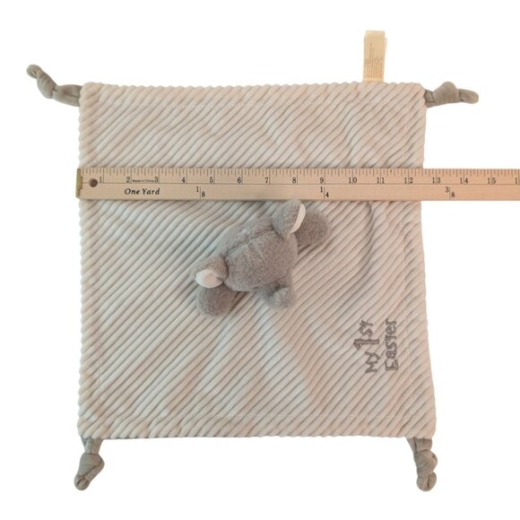 MTY Tan Elephant Lovey My 1st Easter Baby Security Blanket Ribbed Rattle Knots - Picture 3 of 7